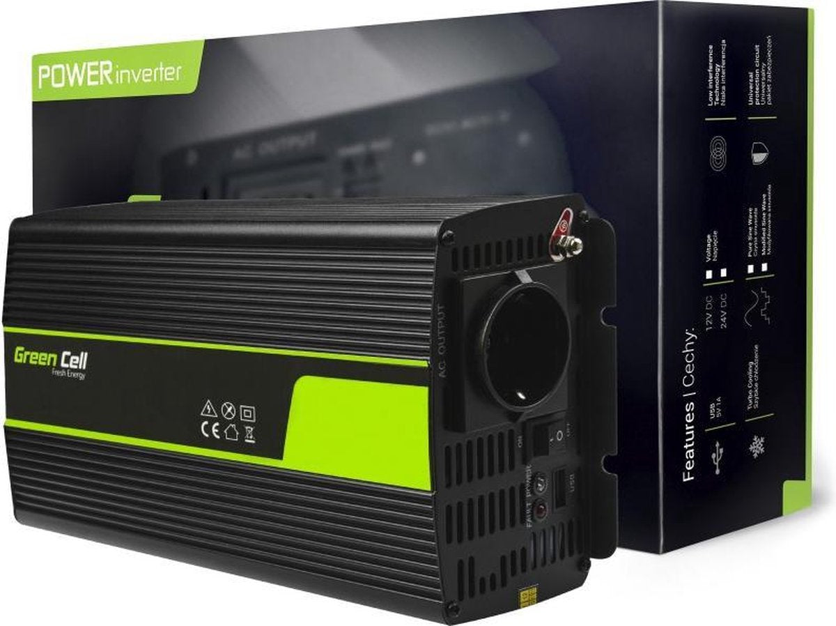 Green-Cell-Wechselrichter 24 V auf 230 V, 1000 W, modifizierte Sinuswelle.