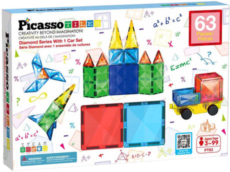 Picasso-Fliesen-Taktik – Konstruktionsspielzeug – Magnetplättchen – Magnetplättchen – Diamant-Serie Set: 63-teilig