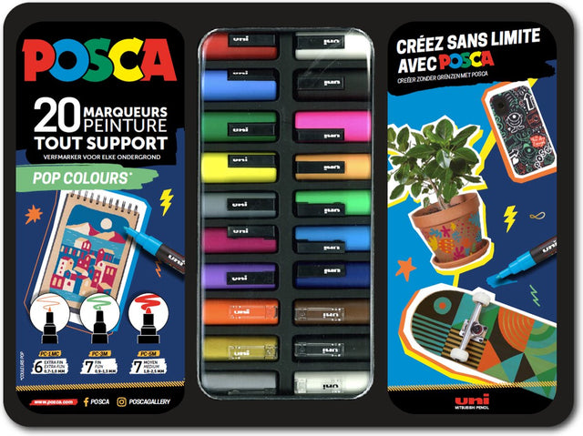Posca Uni Uni Farbmarker Koffer Pop Farben 20 Stück
