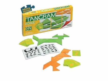 Cayro double tangram - educatief 2-spelers tangram snelheidsspel - 3 moeilijkheidsniveaus - solo of duel - speelduur 15 minuten - vanaf 5 jaar - logisch ruimtelijk denkspel - fsc hout