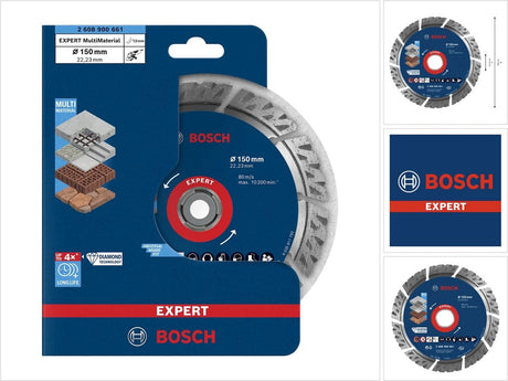 Bosch Zubehör 2608900661 Expert Multimaterial Diamanttrennscheibe Ø 150 mm Bohrer Ø 22,23 mm Stein