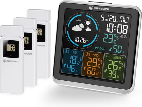 Bresser weerstation - quadro individio - voor binnen buiten - incl. 3 sensoren