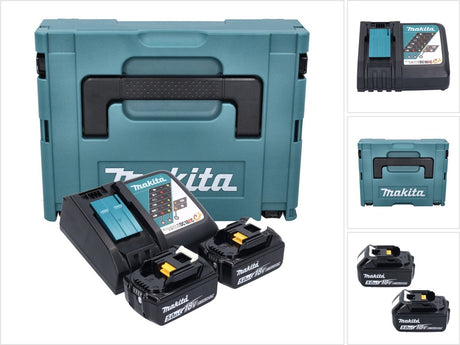 Makita 197624-2 | LXT-Stromquellen-Kit 18 V in MBox (2 x 5,0 Ah BL1850B-Akku + DC18RC-Schnellladegerät) – 197624-2