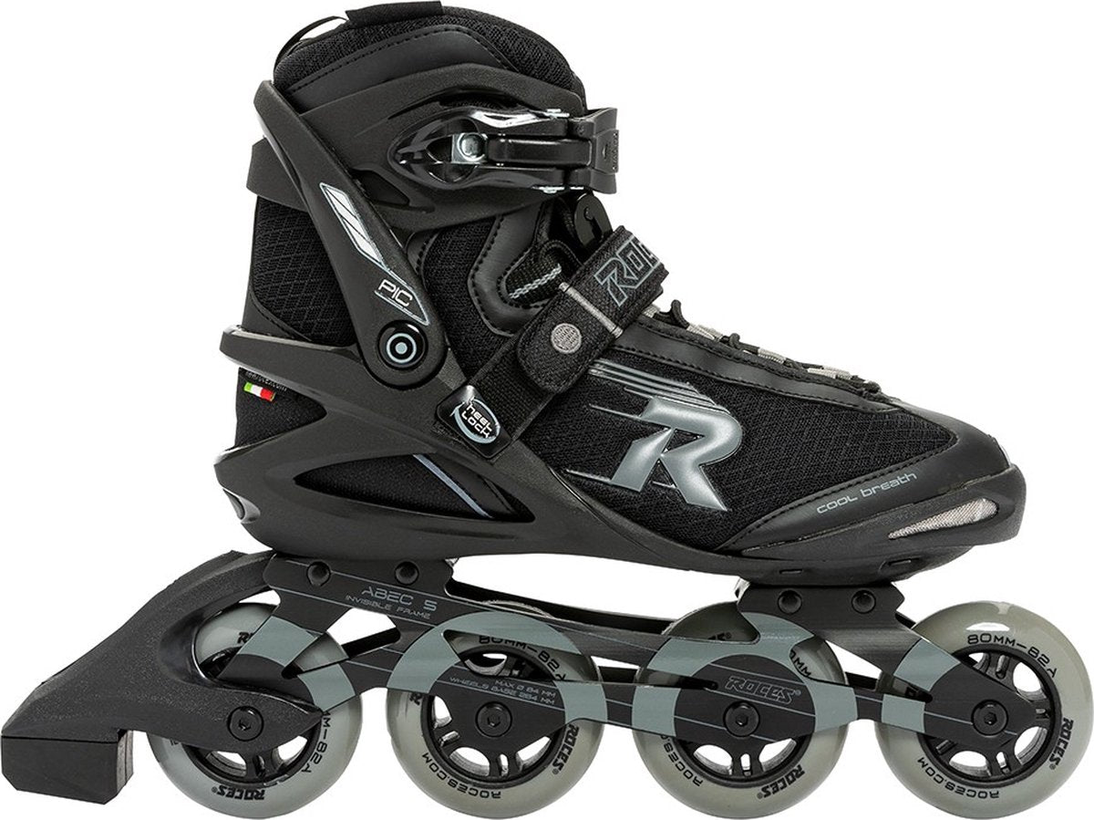 Roces Pic TIF 80 Inline-Skates – 4 x 80 mm Rollen – Fitness-Inline-Skates – Schwarz Grau – Größe 42