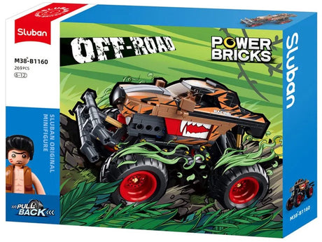 Sluban Powerbricks Monster Truck Orange Racing Off Road Bauspielzeug – Konstruktionsspielzeug Fahrzeugmodellbau – Baukasten mit 269 Bausteinen – M38-B1160 – ab 6 Jahren