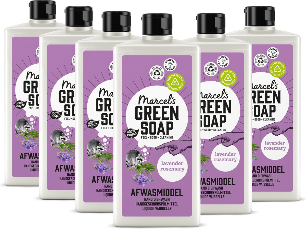 Marcel's green soap afwasmiddel - lavendel rozemarijn - 6 x 500ml