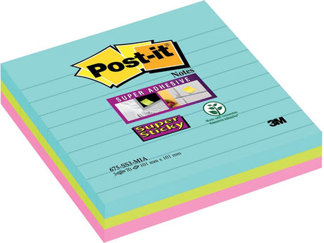 Post-it® Haftnotizen Post-it Super Sticky 101x101mm sortierte Packung 3 Stück 70 Blatt