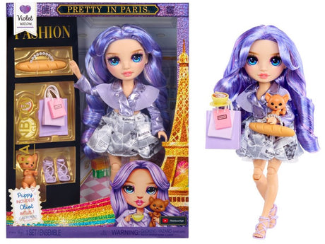 Rainbow high pretty in paris-modepop violet willow (paars) van 28 cm met statementoutfit, stijlvolle handtas, speelgoed of cadeau voor meisjes, kinderen van 4-12 jaar