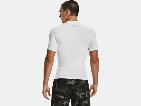 Under Armour UA HG Armour Comp SS-WHT Herren-Sportshirt – Weiß – Schwarz