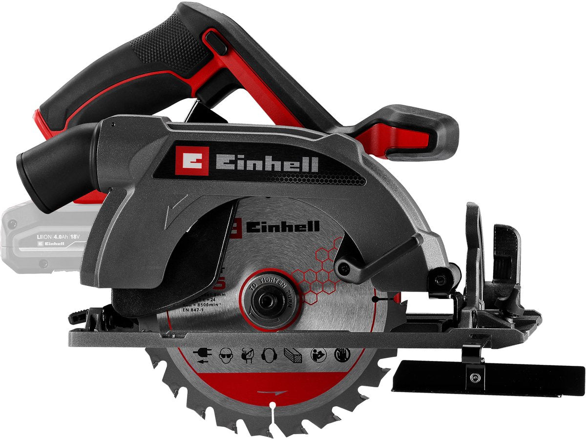 Einhell Akku-Handkreissäge te-cs 18 165-2 li – Solo-Handkreissäge (rot schwarz, Power X-Change, Akku und Ladegerät nicht im Lieferumfang enthalten)