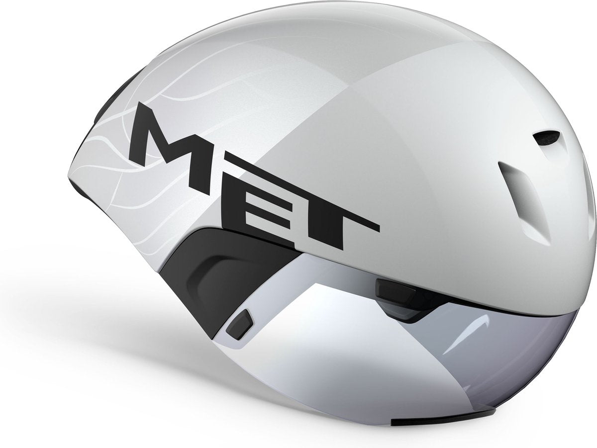 Mit Codatronca Fahrradhelm - Zeitfahren - Größe S - Weiß Silber Matt Glänzend