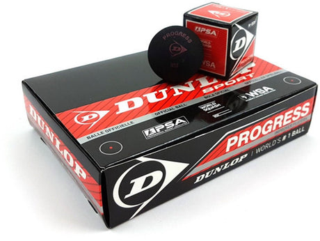 Dunlop Progress – Squashbälle für Fortgeschrittene – 12 Boxen – Schwarz