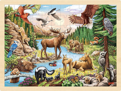 Goki-Puzzle: Nordamerikanische Wildnis 40x30x0,8cm, 96-teilig, Holz, 3+
