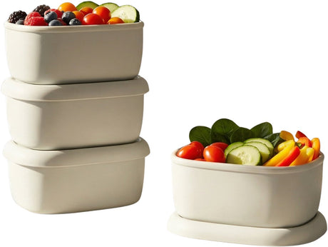 Alpina Lebensmittelbehälter aus Silikon – Set mit 4 Stück – Inhalt 200 ml pro Behälter – BPA-frei und mikrowellengeeignet – stapelbar – Größe 10 x 8 x 5 cm – Farbe Grau – ideal für die Zubereitung von Mahlzeiten