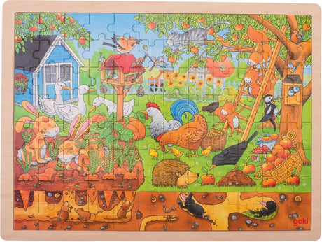 Goki Holzpuzzle - Leben im Garten 96 Teile.