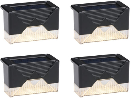Grundig solar tuinverlichting 4 stuks - solar lamp voor terras en schutting verlichting - warm wit sfeerlicht - tuin verlichting incl. montagemateriaal - 6-8 uur batterijduur - zwart