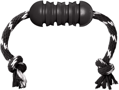 Kong extreme Dental mit Seil - schwarz weiß - 12 x 5 x 5 cm