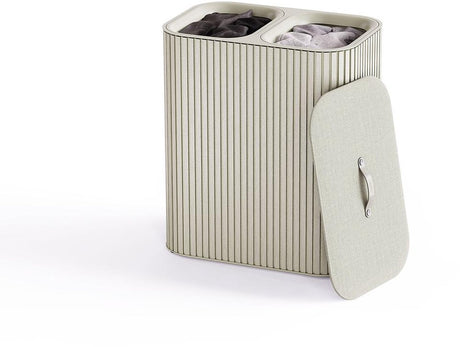Joseph Joseph Tota Twin Luxus-Wäschekorb 2x45 Liter Bambus – Ecru
