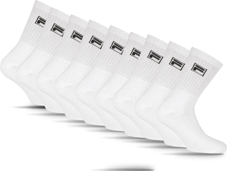 Fila Tennis-Sportsocken kleines Logo – Größe 39 42 – 9er-Pack – Weiß 39-42