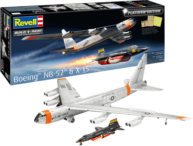 Revell Modellbausatz Flugzeug – 03793 Boeing B-52D Stratofortress – Platinum Edition – Amerikanischer Kampfjet aus Kunststoff – 1:72 – Modellbau