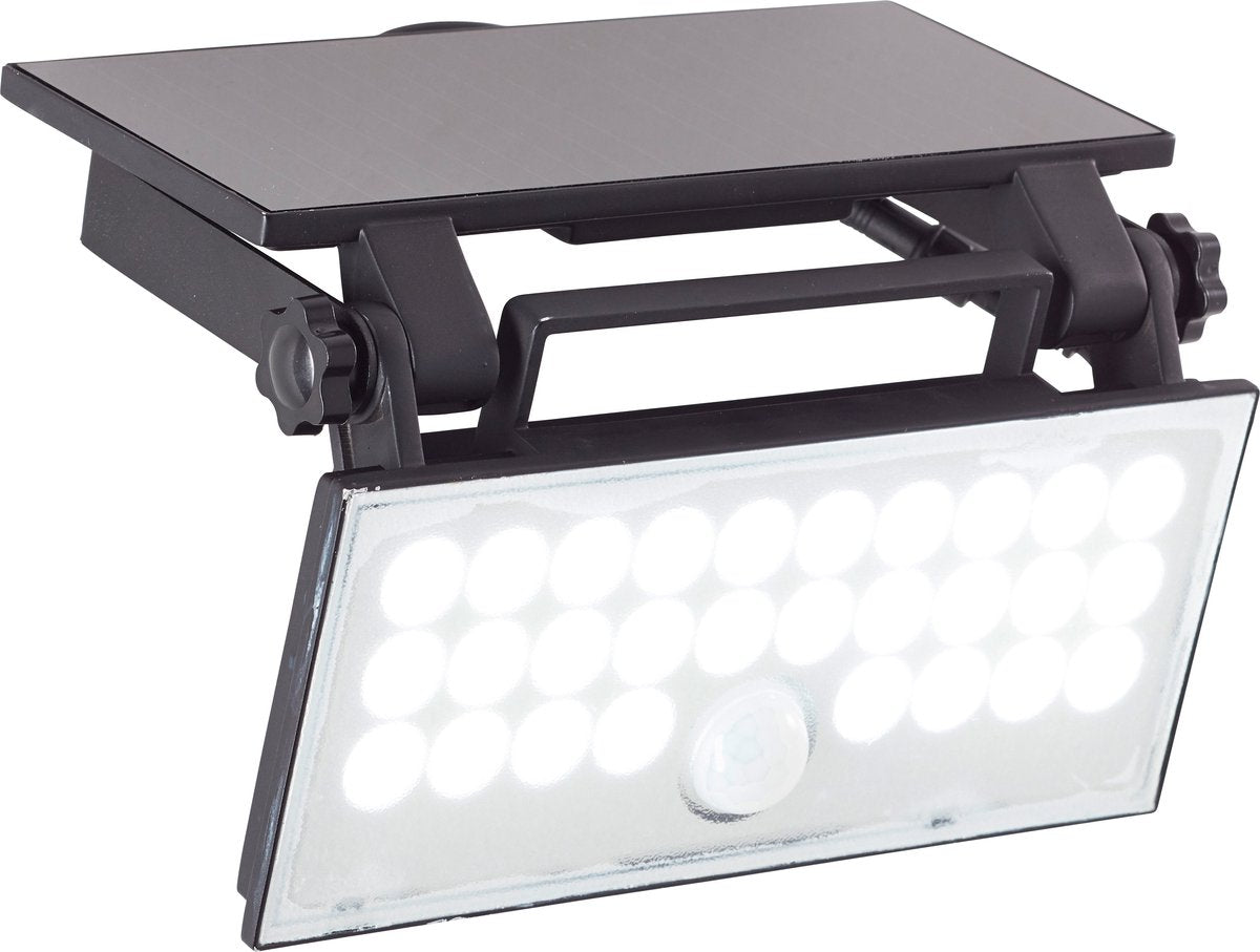 Brilliant Luton – Außenwandleuchte – LED 6 W – Solar – 1000 lm – 4100 K – drehbar – Sensor – IP65 – Schwarz