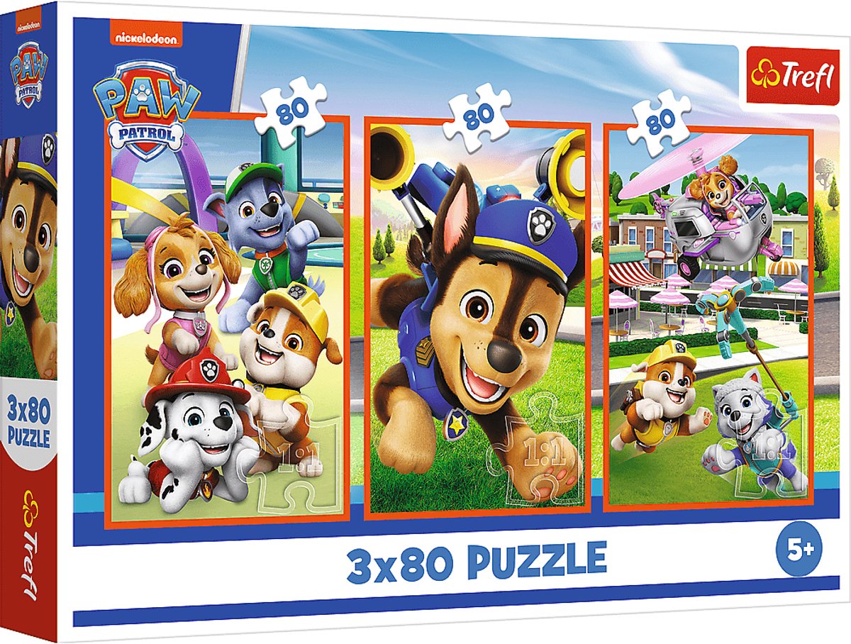 Trefl Puzzle Paw Patrol 3x80 Teile FSC Mix 70% - Kinderpuzzle.