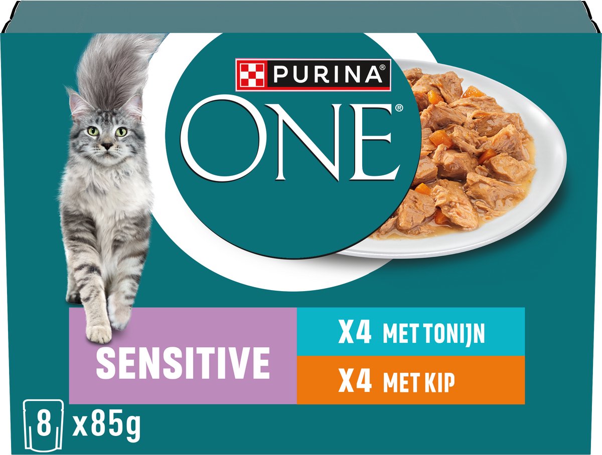Purina One Sensitive – Nassfutter für Katzen – Huhn Thunfisch – 40 x 85 g