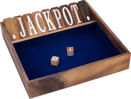 Longfield shut the box 2 spelers blauw – houten dobbelspel – klassiek gezelschapsspel – familiespel met vilt – 2 dobbelstenen – engelhart