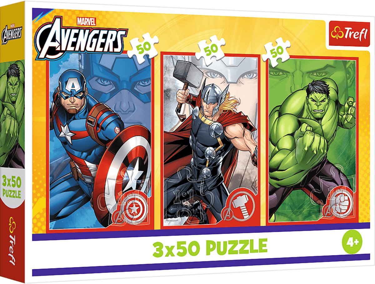 Trefl-Puzzle – 3 x 50 – Ihr Held Disney Marvel The Avengers Trefl 34891
