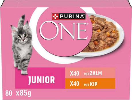 Purina one purina® one® junior - Nassfutter für Katzen - Huhn Lachs 80 x 85 gr