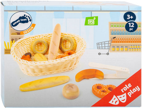 Small Foot - Brotkorb aus Kunststoff mit Spielbrot, 12 Stück.