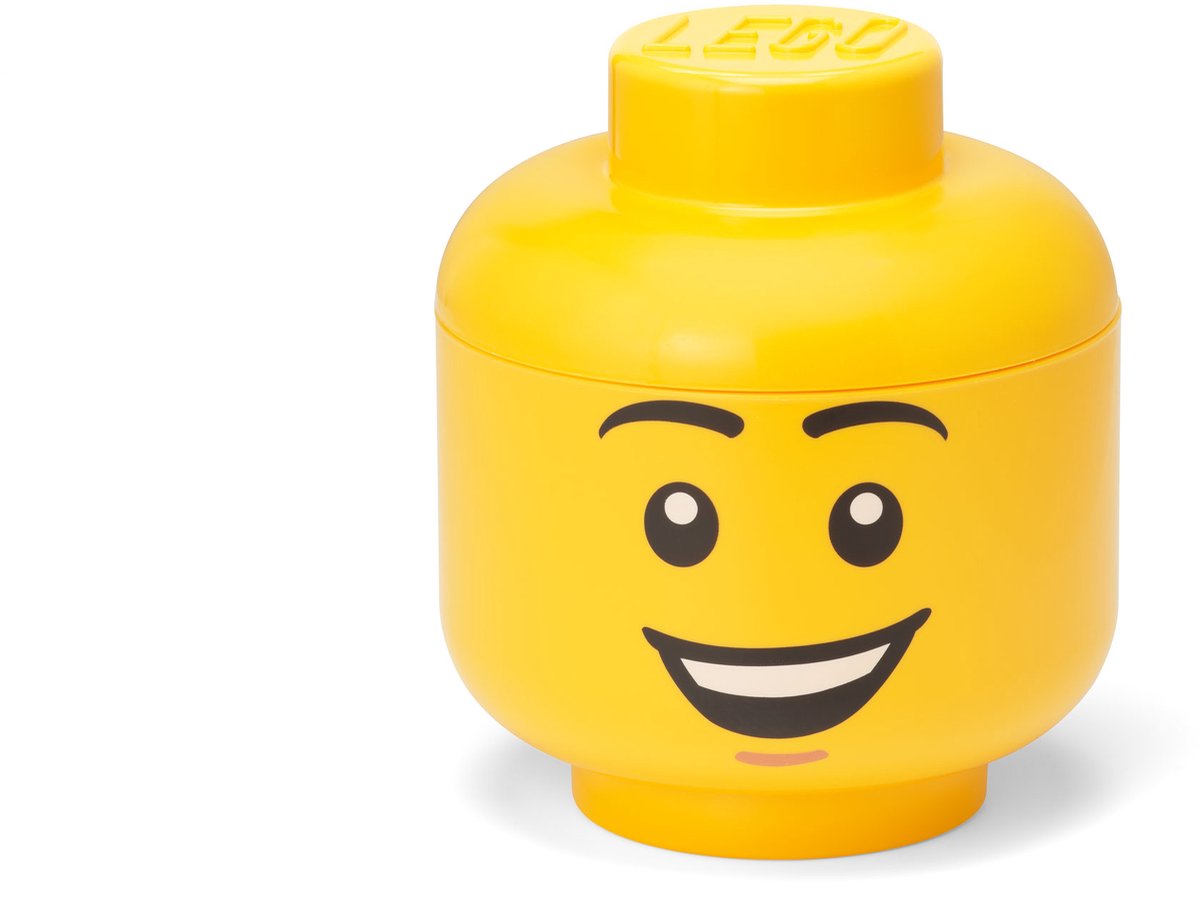 Lego Aufbewahrungsbox, Aufbewahrungsbox, klein, 16 cm, Kopf, glücklicher Junge -