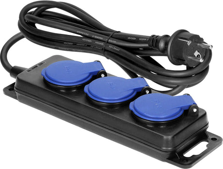 Orno® Hochleistungs-Steckdosenleiste für den Außenbereich - Verlängerungskabel 5-fach - IP44 staubspritzwassergeschützt - Verlängerungskabel 3 Meter - h05rr-f 3x1,5mm² - Verlängerungskabel mit Verteilerblock
