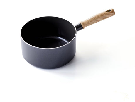 Greenchef vintage steelpan 20cm - 3.1l - pfas-vrije antikleeflaag - steelpan inductie - keramische pan - ovenbestendig tot 160°c - houten handgreep - koelgreep -zonder deksel - zwart