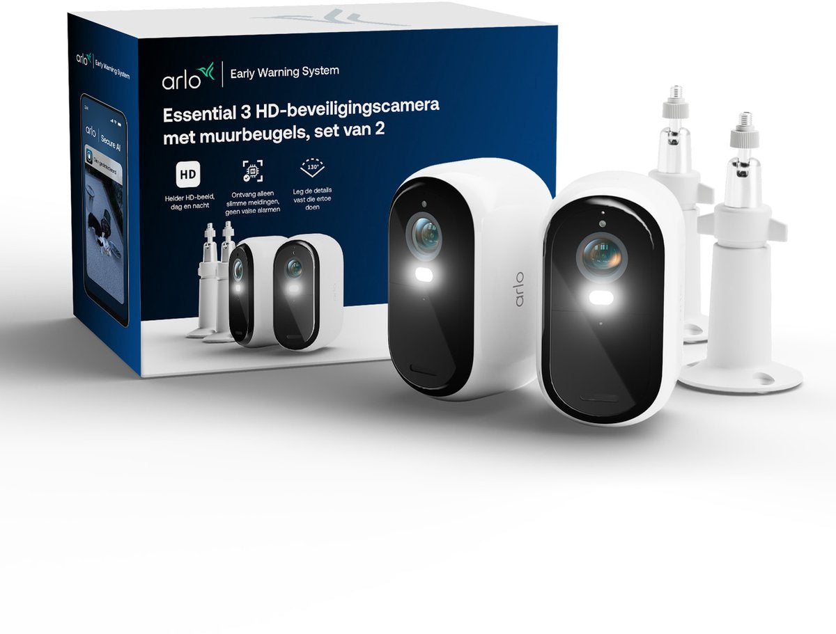 Arlo essential3 hd beveiligingscamera - 2 ip-camera's