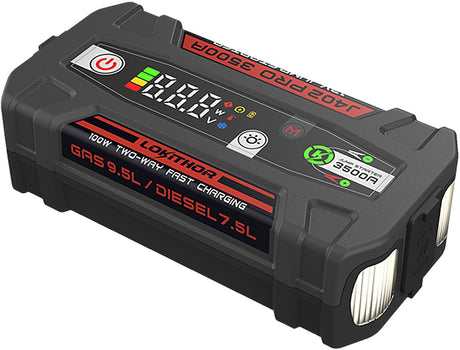 Lokithor Starthilfe J402 Pro – 12 V 3500 A – Powerbank 100 W – LED-Taschenlampe – Autostart