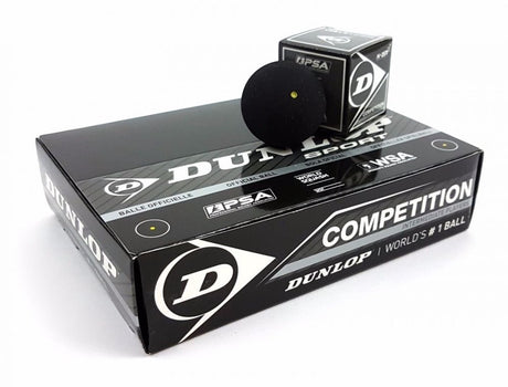Dunlop Wettkampf-Squashbälle Yellow Dot – Schwarz – 12 Stück
