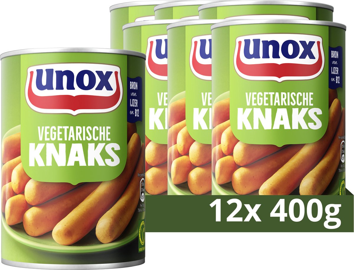 Unox - knakworst - vegetarische knaks - 12 x 400 g - voordeelverpakking