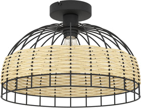 Eglo anwick plafondlamp - e27 - ø 38 cm - zwart rotan