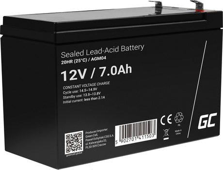 Green Cell 12 V 7 Ah (6,3 mm) 7000 mAh VRLA AGM-Batterie