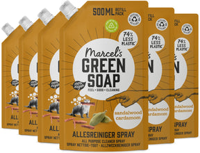 Marcel's green soap allesreiniger spray navulling - sandelhout kardemom - 6 x 500 ml