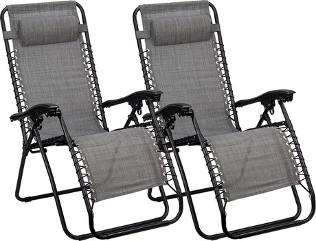 Abbey Camp Campingstuhl – Gartenstuhl – verstellbar – 2er-Set – grau