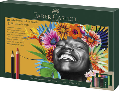 Faber-Castell Zeichenset – Polychromos und Pitt Graphit matt – 50-teilig – fc-210054
