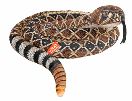Wild republic pluche ratelslang knuffel - 152 cm - slangen - reptielen - bruin - speelgoed - knuffeldier