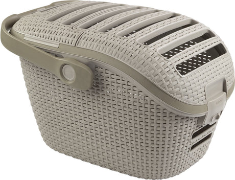 Curver Katzen-Reisekorb – kleines Haustier – abnehmbarer Deckel – mit Griff – warmes Grau – 51 x 38 x 33 cm
