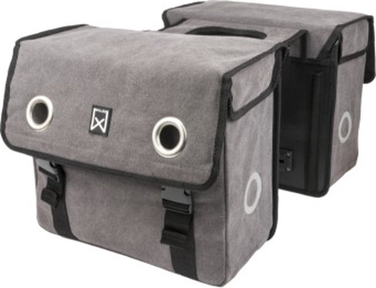 Willex Doppelte Fahrradtasche – Canvas – Reflexion – 30 Liter – Universalbefestigung – Grau