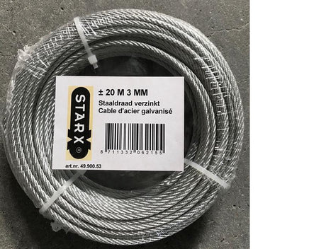 Starx – verzinkter Stahldraht – 3 mm Dicke – Rolle 20 Meter Länge