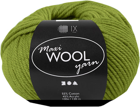 Creativ Company Wollgarn Olivgrün – Strickgarn 100 Gramm 125 Meter.
