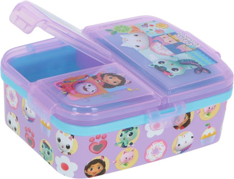 Stor Gabby's Dollhouse Kinder-Lunchbox – Lunchbox mit 4 Fächern für Kinder ab 4 Jahren – spülmaschinenfest, BPA-frei – Lila