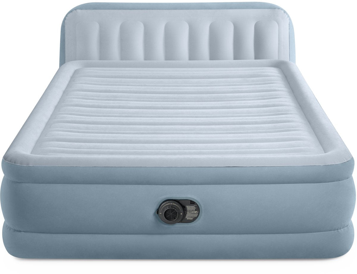 Intex Plüsch-Luftmatratze mit Kopfteil und integrierter Pumpe – 236 x 152 x 46 cm
